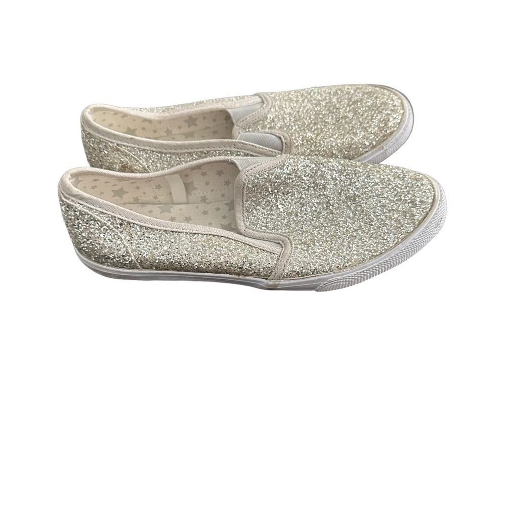 Cat & Jack girls size 4 slip on canvas glitter shoes